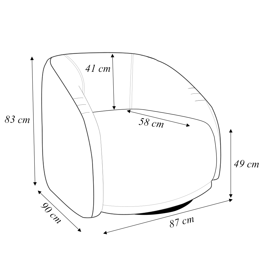 Poltrona Decorativa Jenny Base Giratória em Metal Preto Bouclê Bege/ Marrom G45 - Gran Belo