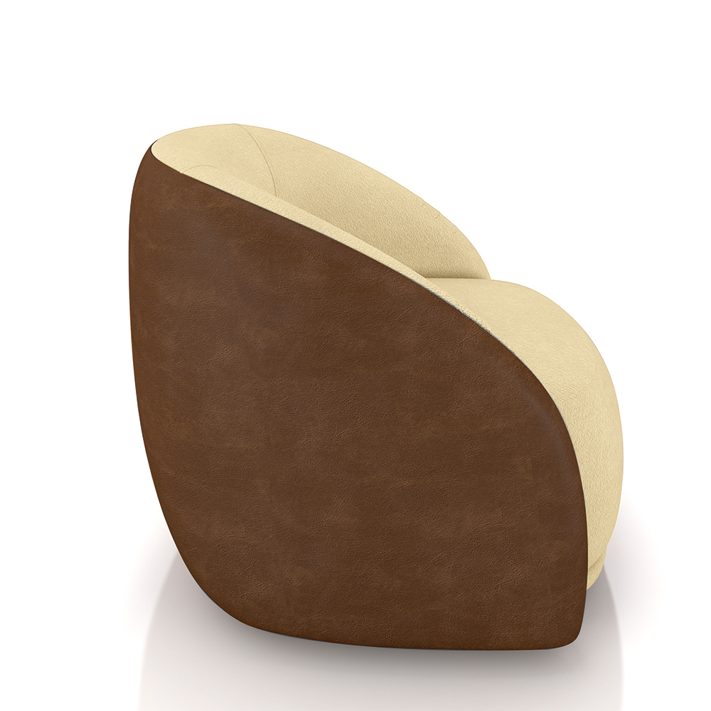 Poltrona Decorativa Jenny Base Giratória em Metal Preto Bouclê Bege/ Marrom G45 - Gran Belo