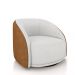 Poltrona Decorativa Jenny Base Giratória em Metal Preto Bouclê Branco/Caramelo G45 - Gran Belo