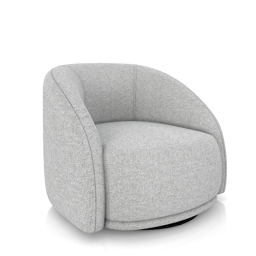 Poltrona Decorativa Jenny Base Giratória em Metal Preto Linho Cinza G45 - Gran Belo