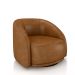 Poltrona Decorativa Jenny Base Giratória em Metal Preto PU Caramelo G45 - Gran Belo