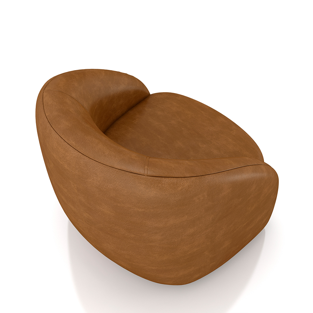 Poltrona Decorativa Jenny Base Giratória em Metal Preto PU Caramelo G45 - Gran Belo