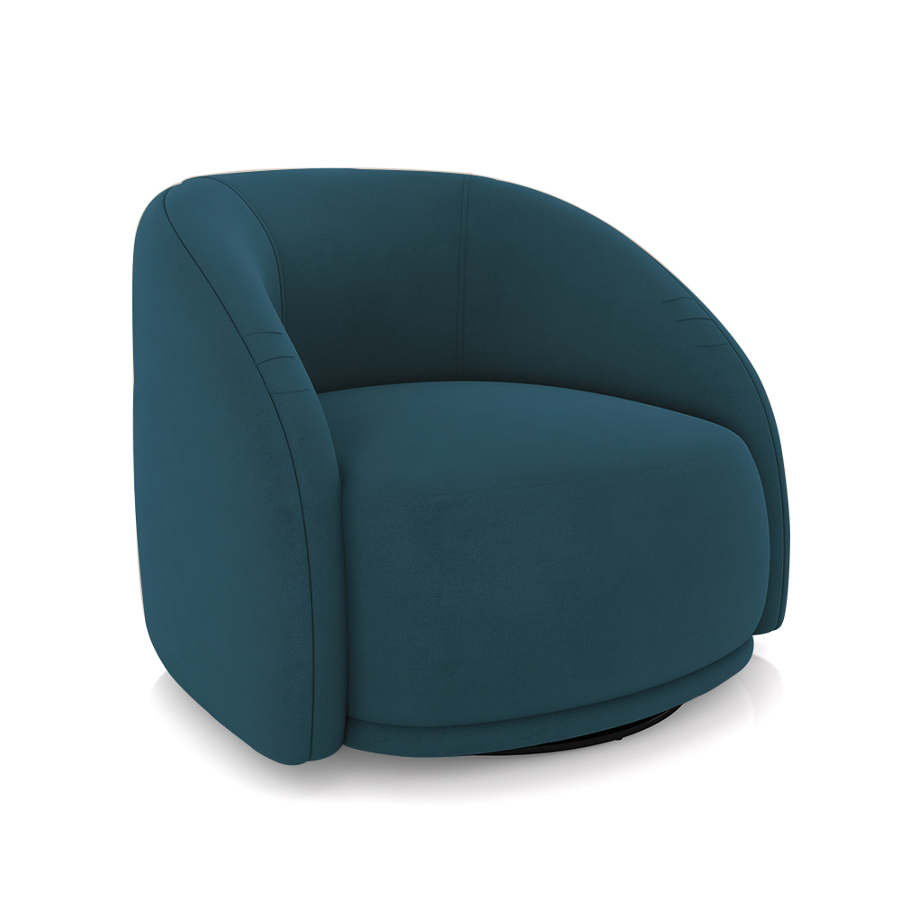 Poltrona Decorativa Jenny Base Giratória em Metal Preto Veludo Azul Marinho G45 - Gran Belo