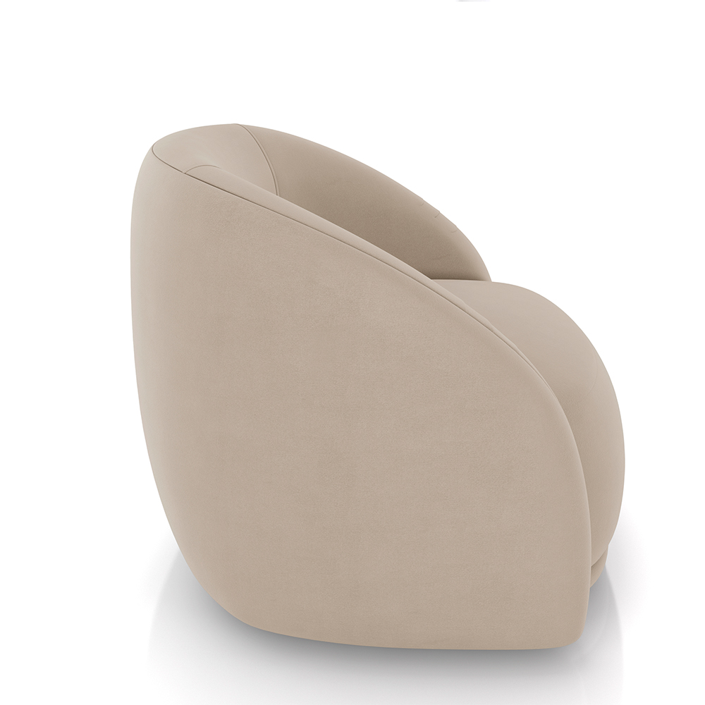 Poltrona Decorativa Jenny Base Giratória em Metal Preto Veludo Bege G45 - Gran Belo