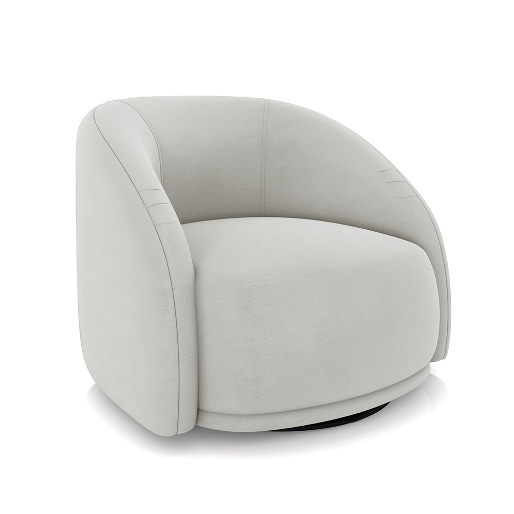 Poltrona Decorativa Jenny Base Giratória em Metal Preto Veludo Cinza Claro G45 - Gran Belo