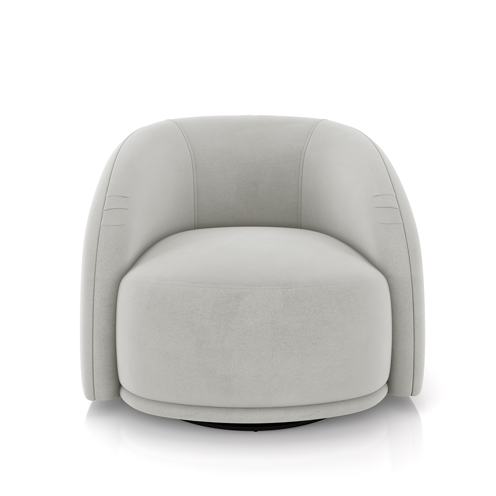 Poltrona Decorativa Jenny Base Giratória em Metal Preto Veludo Cinza Claro G45 - Gran Belo