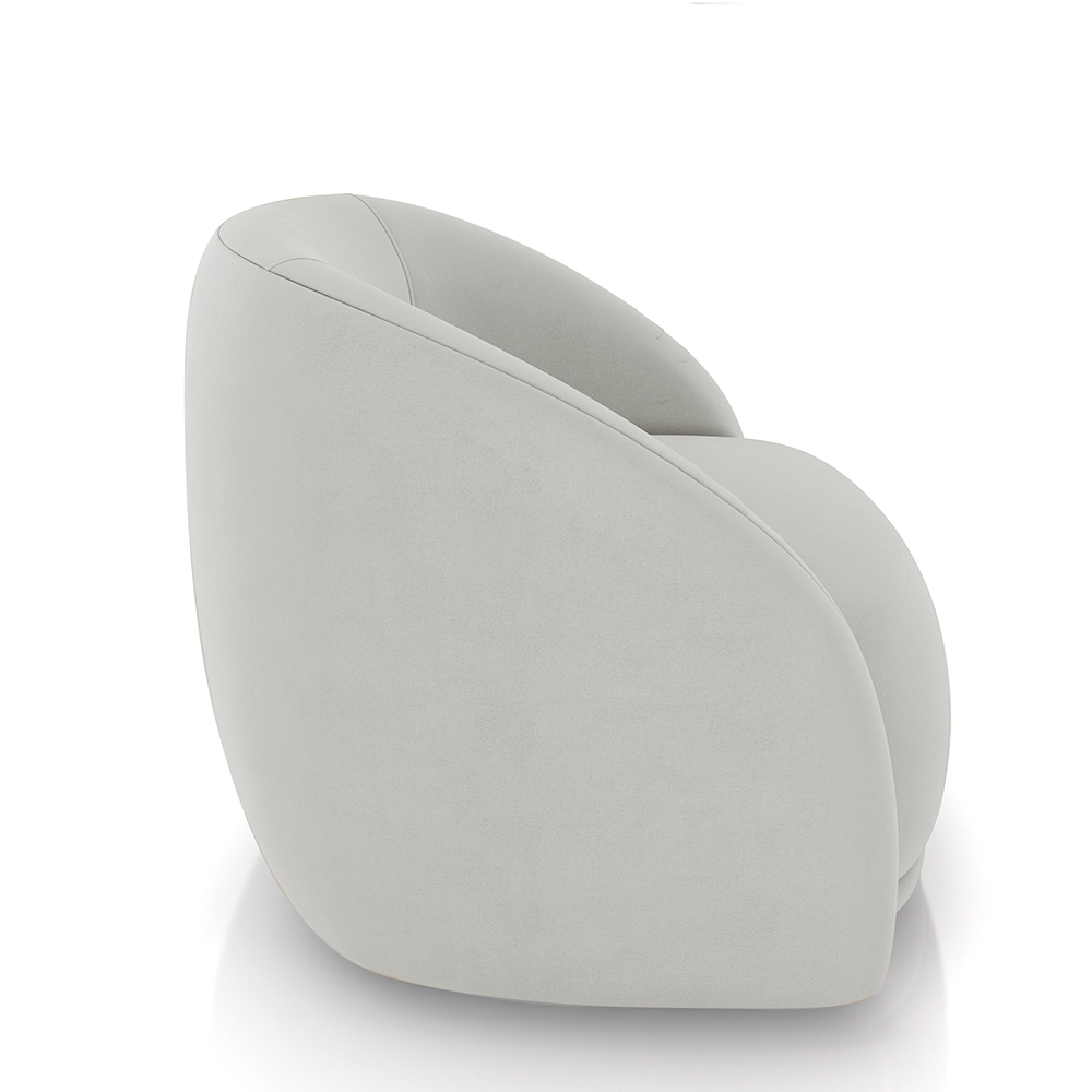 Poltrona Decorativa Jenny Base Giratória em Metal Preto Veludo Cinza Claro G45 - Gran Belo