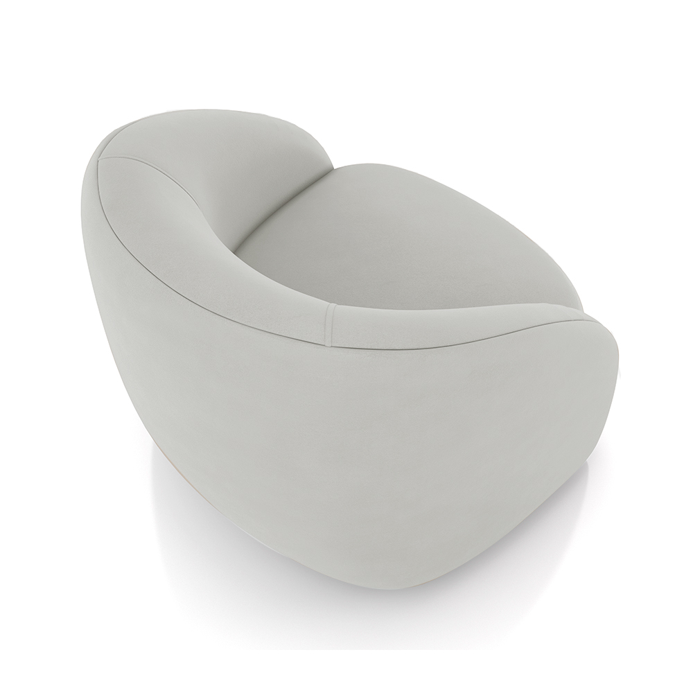 Poltrona Decorativa Jenny Base Giratória em Metal Preto Veludo Cinza Claro G45 - Gran Belo