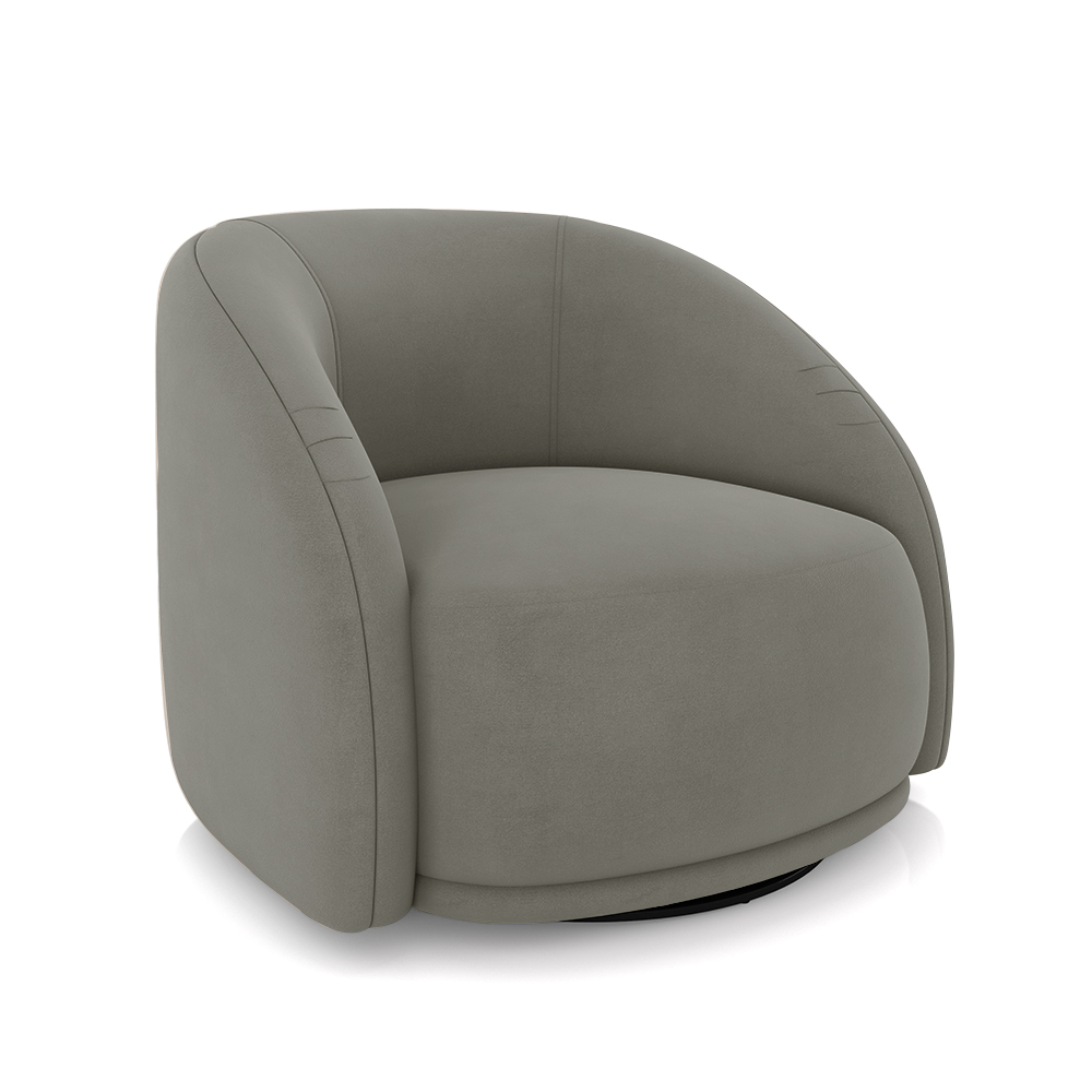 Poltrona Decorativa Jenny Base Giratória em Metal Preto Veludo Cinza G45 - Gran Belo