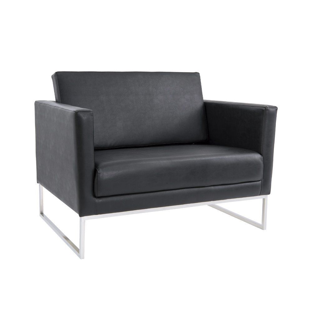 Poltrona Decorativa Julia 106cm PU Sintético Preto - Gran Belo