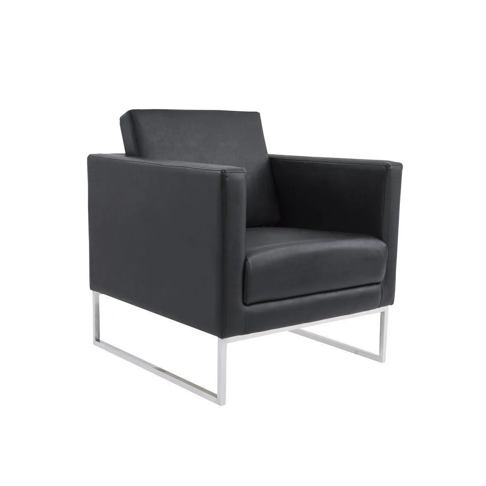 Poltrona Decorativa Julia 70cm PU Sintético Preto G15 - Gran Belo