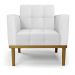 Poltrona Decorativa Karen Pés Fixo em Madeira Castanho PU Branco G19 - Gran Belo