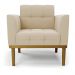 Poltrona Decorativa Karen Pés Fixo em Madeira Castanho Suede Bege G19 - Gran Belo