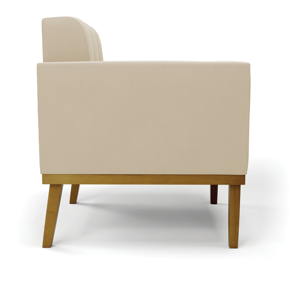 Poltrona Decorativa Karen Pés Fixo em Madeira Castanho Suede Bege G19 - Gran Belo