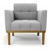 Poltrona Decorativa Karen Pés Fixo em Madeira Castanho Suede Cinza G19 - Gran Belo