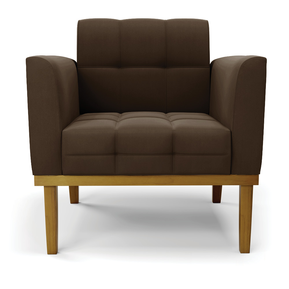 Poltrona Decorativa Karen Pés Fixo em Madeira Castanho Suede Marrom 19 - Gran Belo