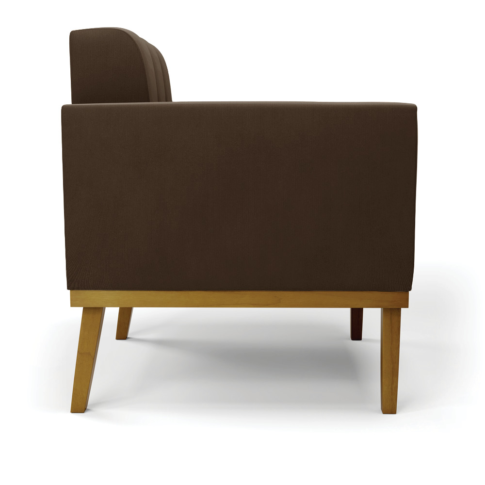 Poltrona Decorativa Karen Pés Fixo em Madeira Castanho Suede Marrom 19 - Gran Belo