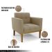 Poltrona Decorativa Karen Pés Fixo em Madeira Castanho Suede Nude G19 - Gran Belo