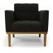 Poltrona Decorativa Karen Pés Fixo em Madeira Castanho Suede Preto G19 - Gran Belo
