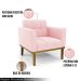 Poltrona Decorativa Karen Pés Fixo em Madeira Castanho Suede Rosa Bebê G19 - Gran Belo