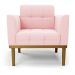 Poltrona Decorativa Karen Pés Fixo em Madeira Castanho Suede Rosa Bebê G19 - Gran Belo
