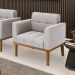 Poltrona Decorativa Karen Pés Fixo em Madeira Castanho Veludo Cinza G19 - Gran Belo