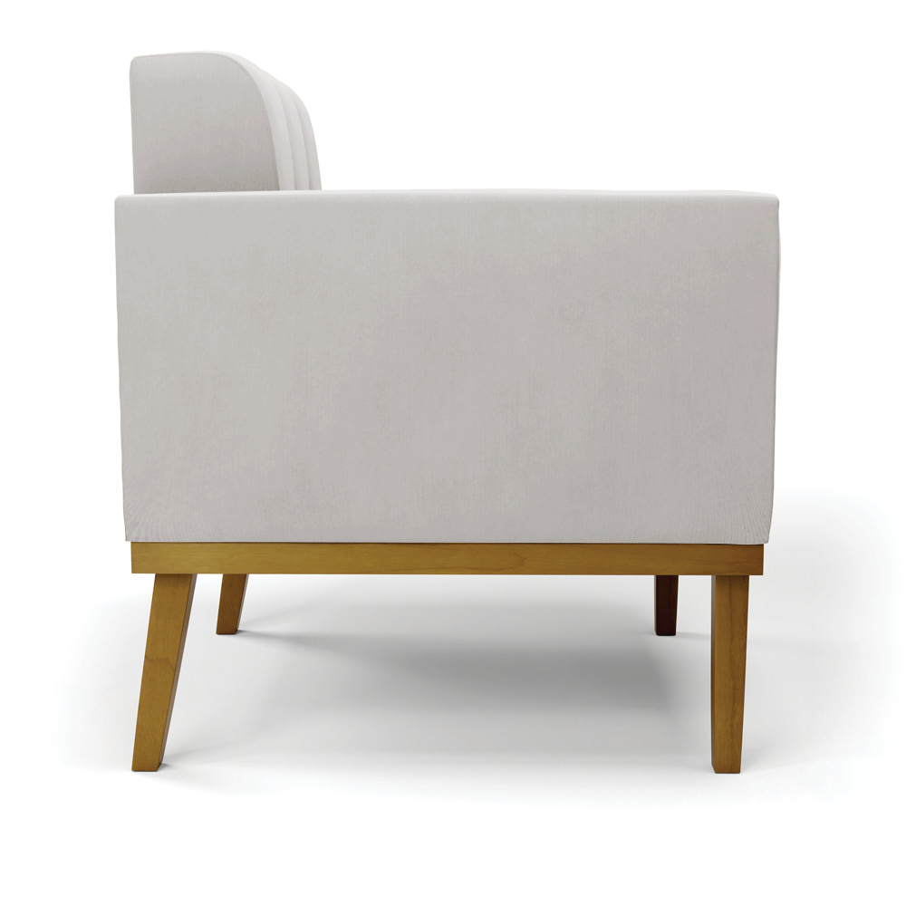 Poltrona Decorativa Karen Pés Fixo em Madeira Castanho Veludo Cinza G19 - Gran Belo
