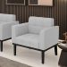 Poltrona Decorativa Karen Pés Fixo em Madeira Preto Linho Cinza G19 - Gran Belo