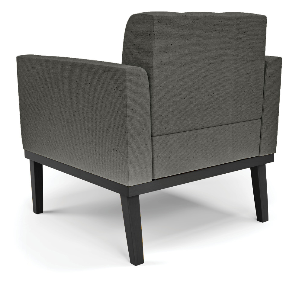Poltrona Decorativa Karen Pés Fixo em Madeira Preto Linho Cinza Mesclado G19 - Gran Belo