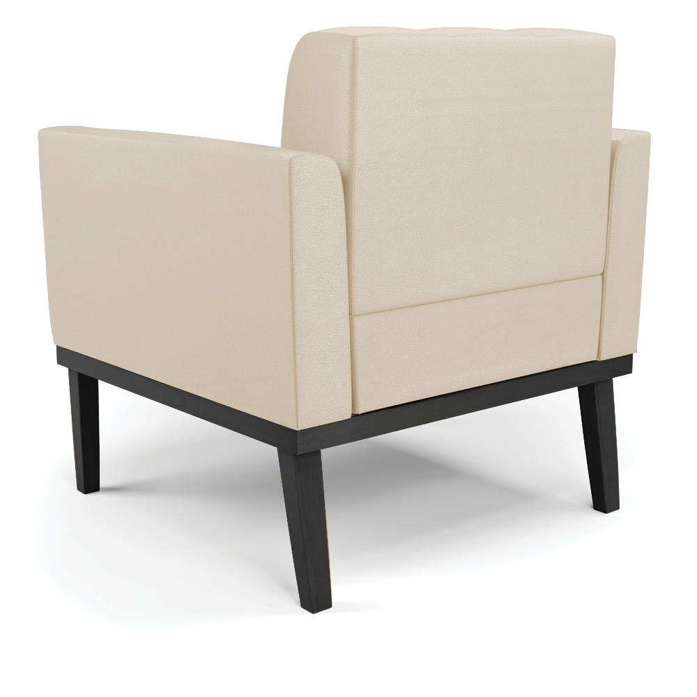 Poltrona Decorativa Karen Pés Fixo em Madeira Preto PU Bege G19 - Gran Belo