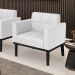 Poltrona Decorativa Karen Pés Fixo em Madeira Preto PU Branco G19 - Gran Belo