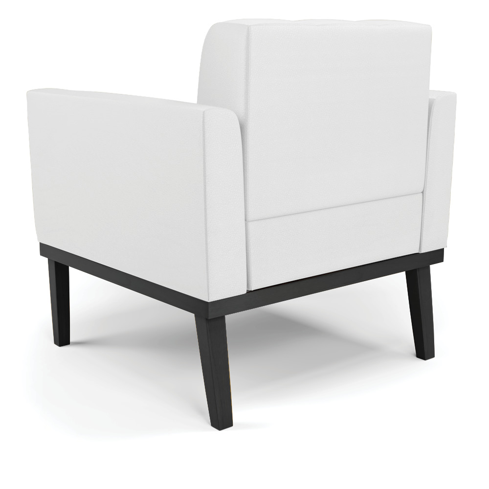Poltrona Decorativa Karen Pés Fixo em Madeira Preto PU Branco G19 - Gran Belo