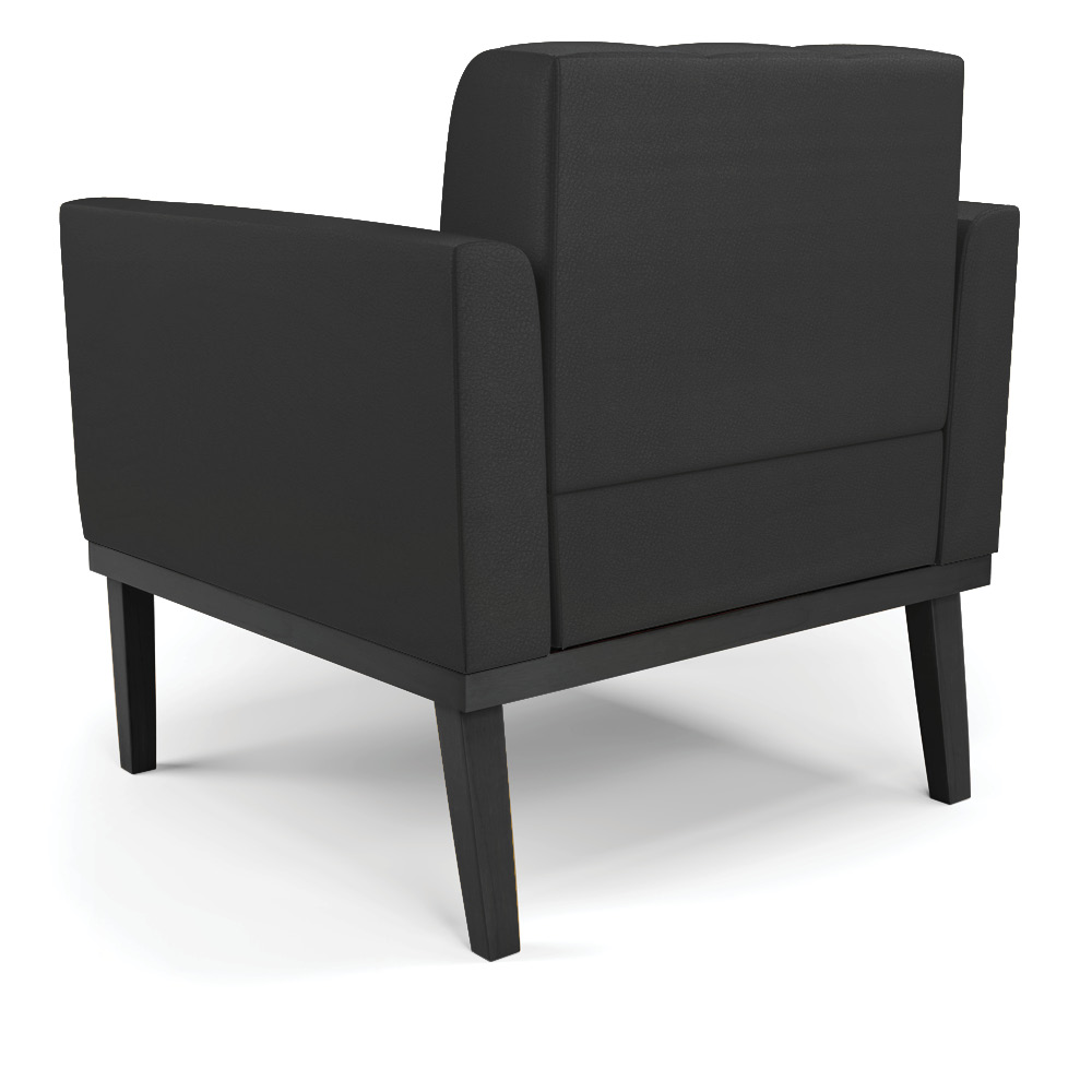 Poltrona Decorativa Karen Pés Fixo em Madeira Preto PU Preto G19 - Gran Belo