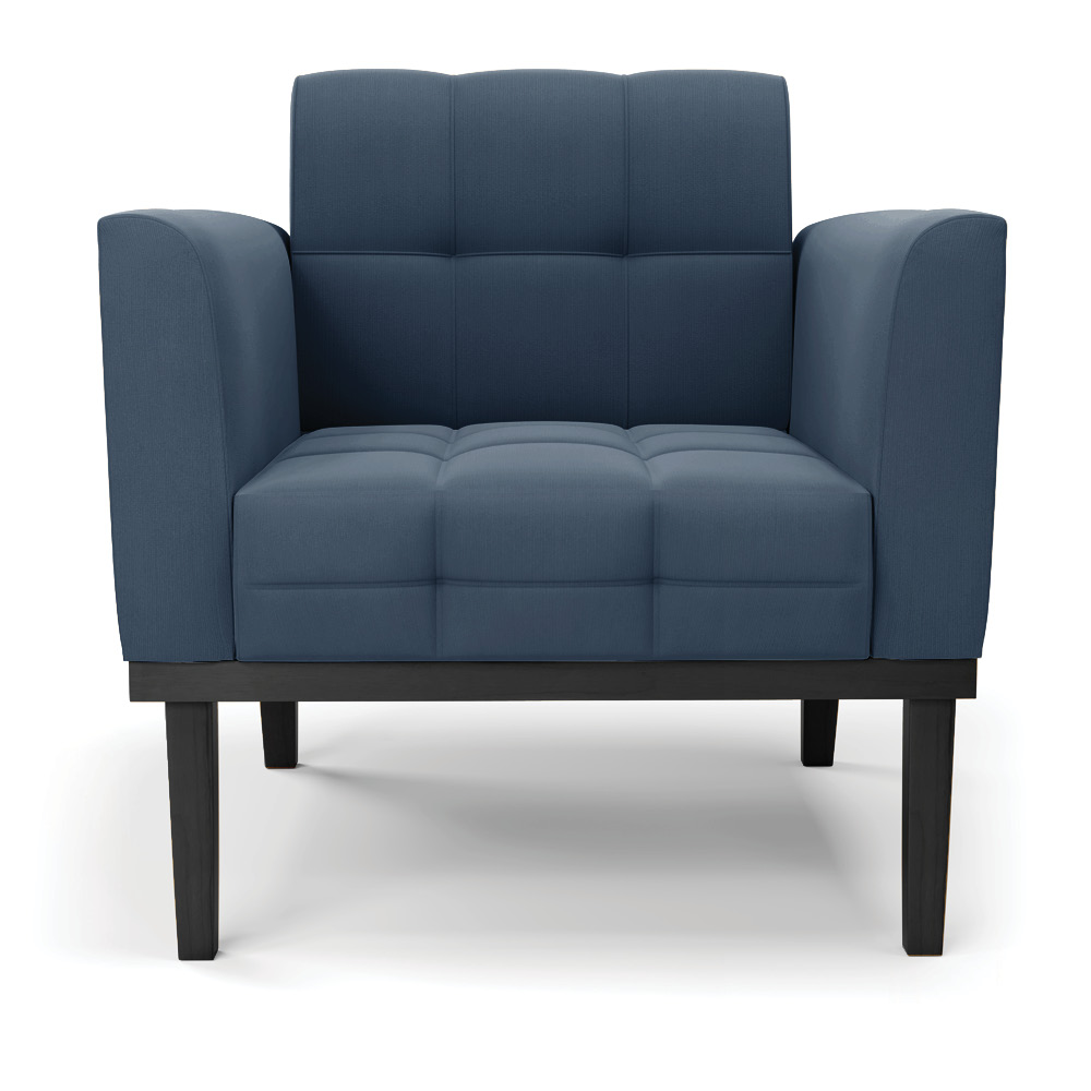 Poltrona Decorativa Karen Pés Fixo em Madeira Preto Suede Azul Marinho G19 - Gran Belo