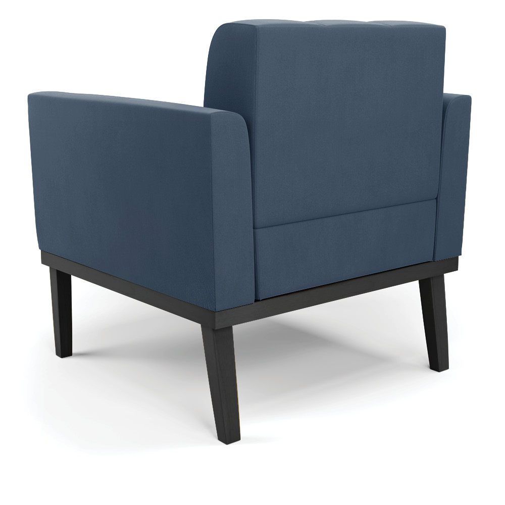 Poltrona Decorativa Karen Pés Fixo em Madeira Preto Suede Azul Marinho G19 - Gran Belo