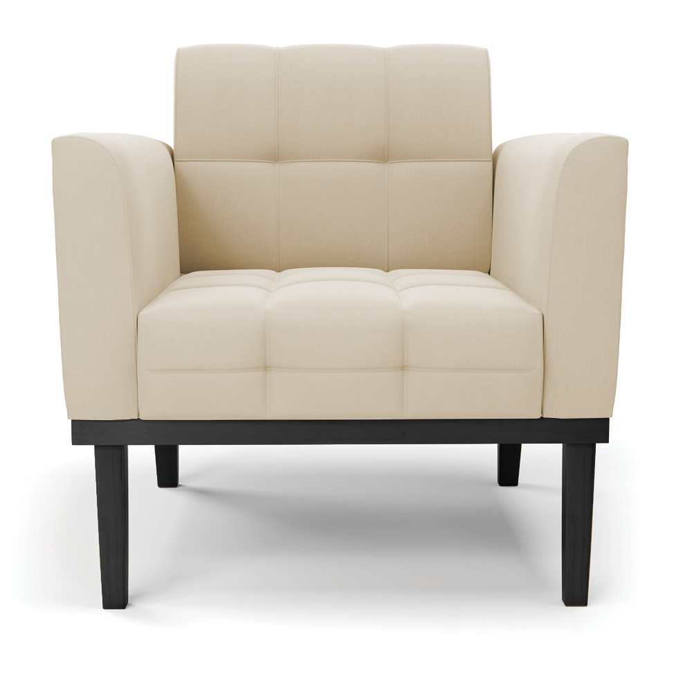 Poltrona Decorativa Karen Pés Fixo em Madeira Preto Suede Bege G19 - Gran Belo