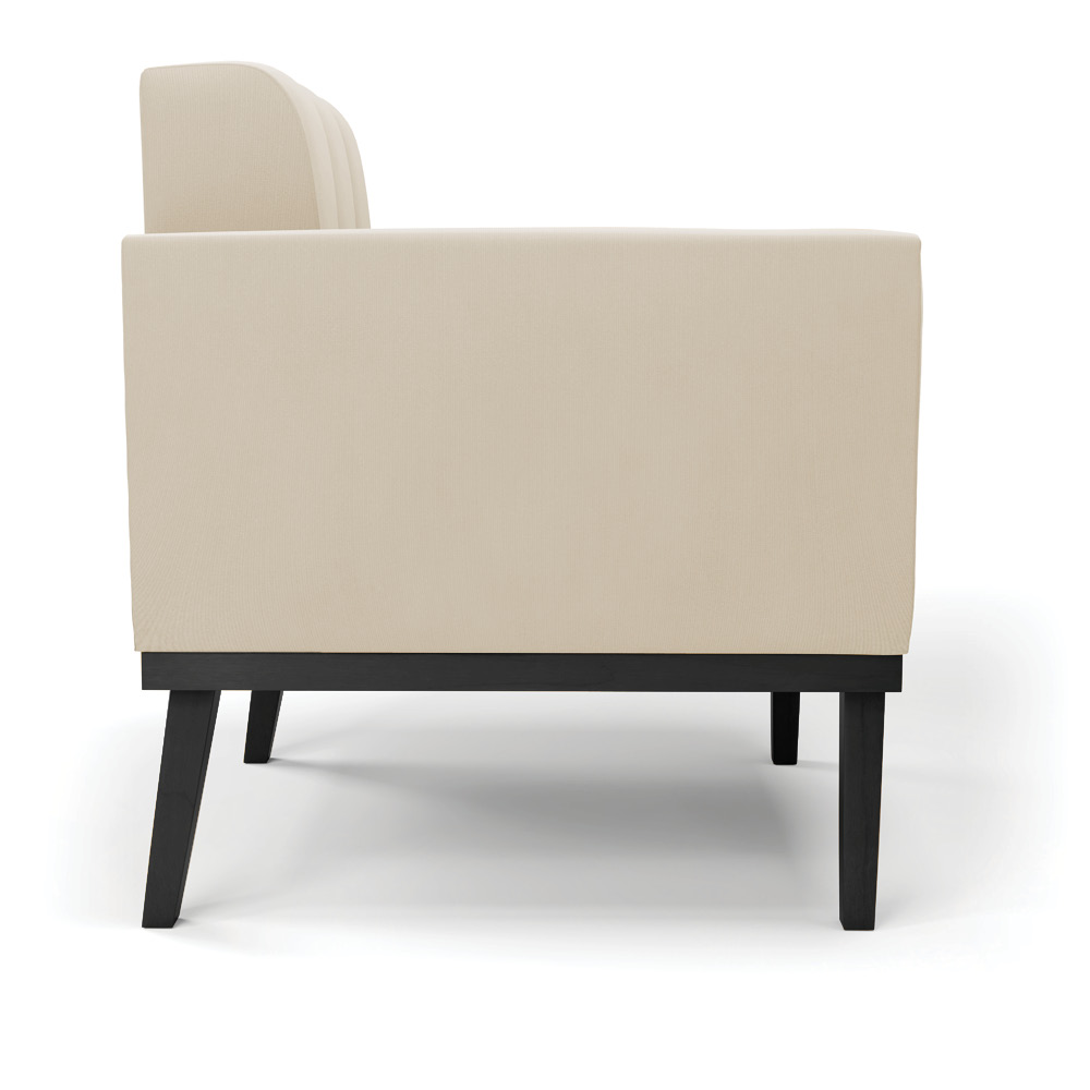 Poltrona Decorativa Karen Pés Fixo em Madeira Preto Suede Bege G19 - Gran Belo