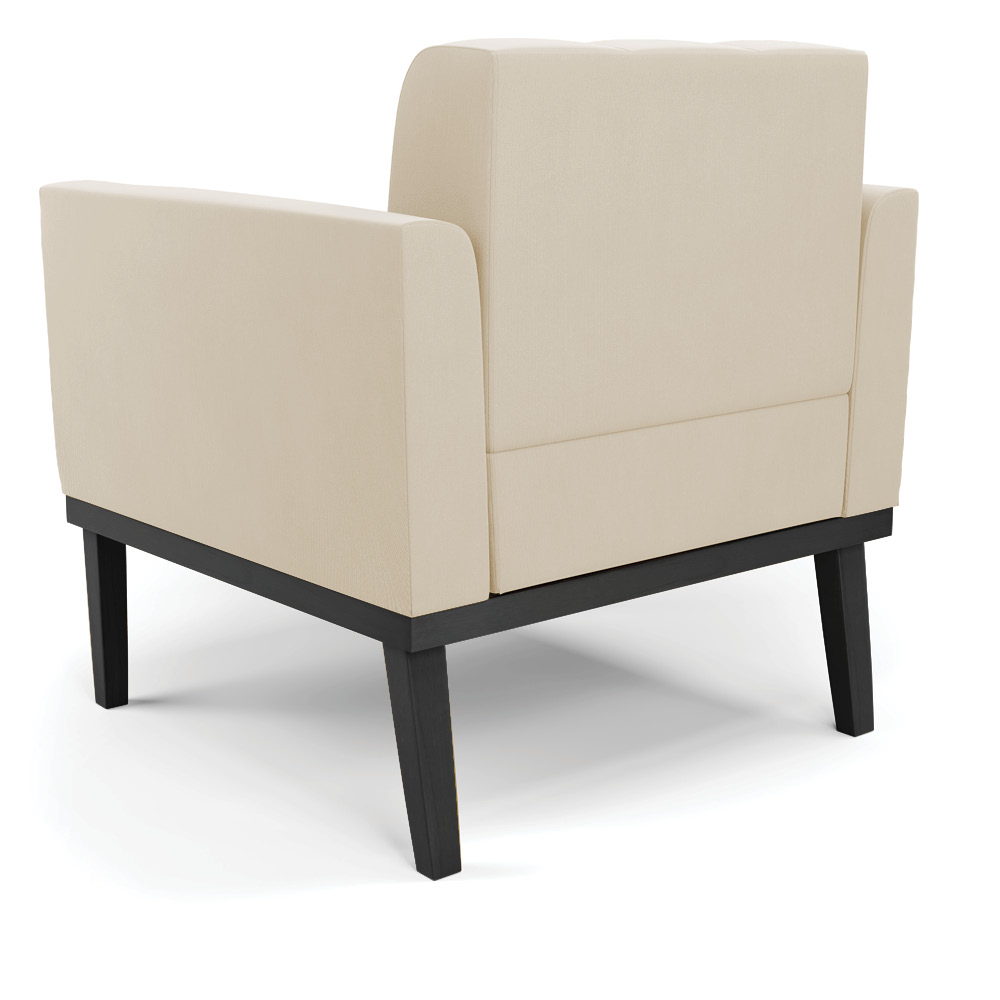 Poltrona Decorativa Karen Pés Fixo em Madeira Preto Suede Bege G19 - Gran Belo