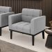Poltrona Decorativa Karen Pés Fixo em Madeira Preto Suede Cinza G19 - Gran Belo