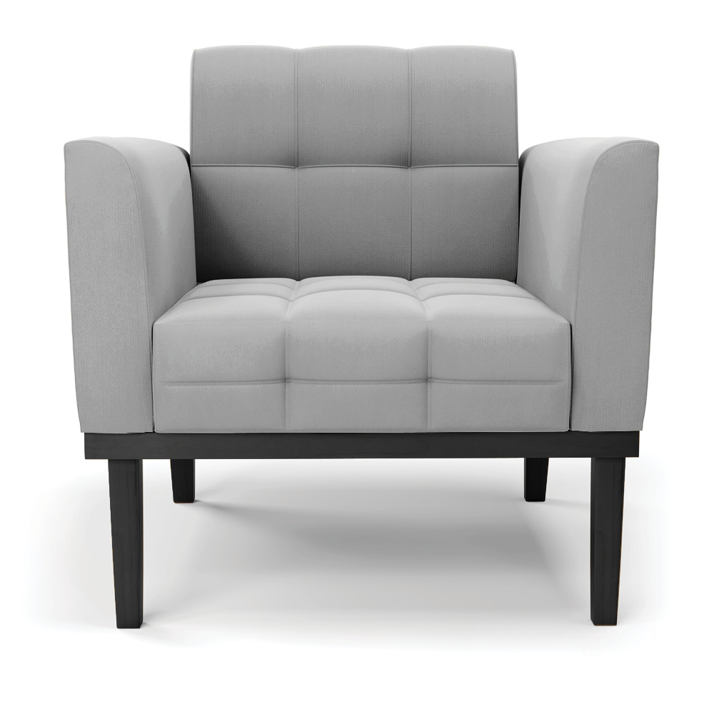 Poltrona Decorativa Karen Pés Fixo em Madeira Preto Suede Cinza G19 - Gran Belo
