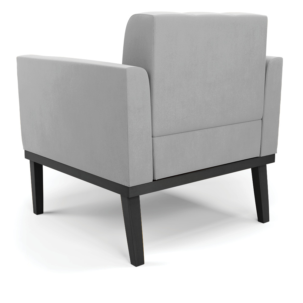 Poltrona Decorativa Karen Pés Fixo em Madeira Preto Suede Cinza G19 - Gran Belo