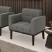 Poltrona Decorativa Karen Pés Fixo em Madeira Preto Suede Grafite G19 - Gran Belo