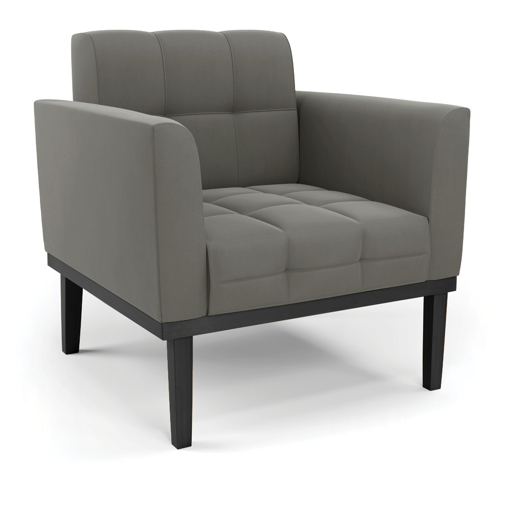 Poltrona Decorativa Karen Pés Fixo em Madeira Preto Suede Grafite G19 - Gran Belo