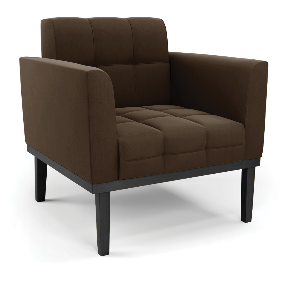 Poltrona Decorativa Karen Pés Fixo em Madeira Preto Suede Marrom 19 - Gran Belo