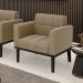 Poltrona Decorativa Karen Pés Fixo em Madeira Preto Suede Nude G19 - Gran Belo
