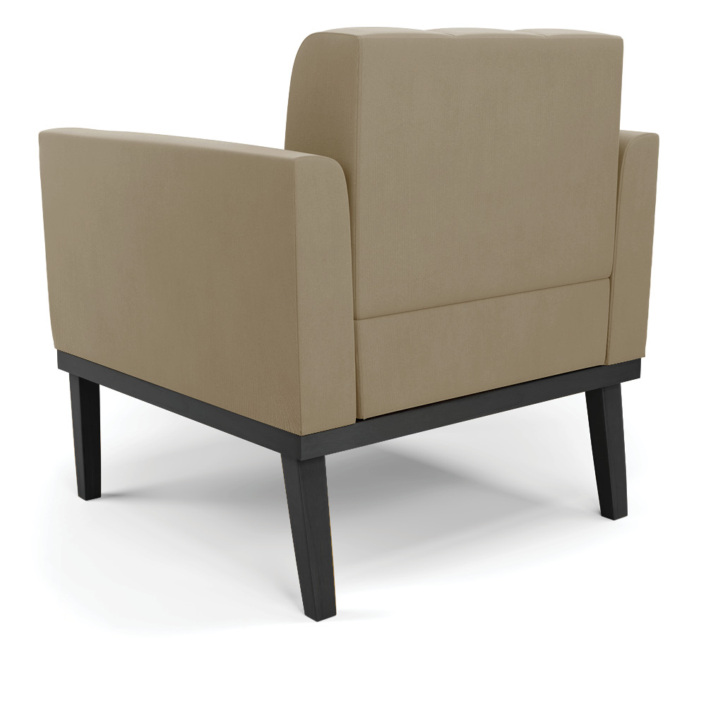 Poltrona Decorativa Karen Pés Fixo em Madeira Preto Suede Nude G19 - Gran Belo