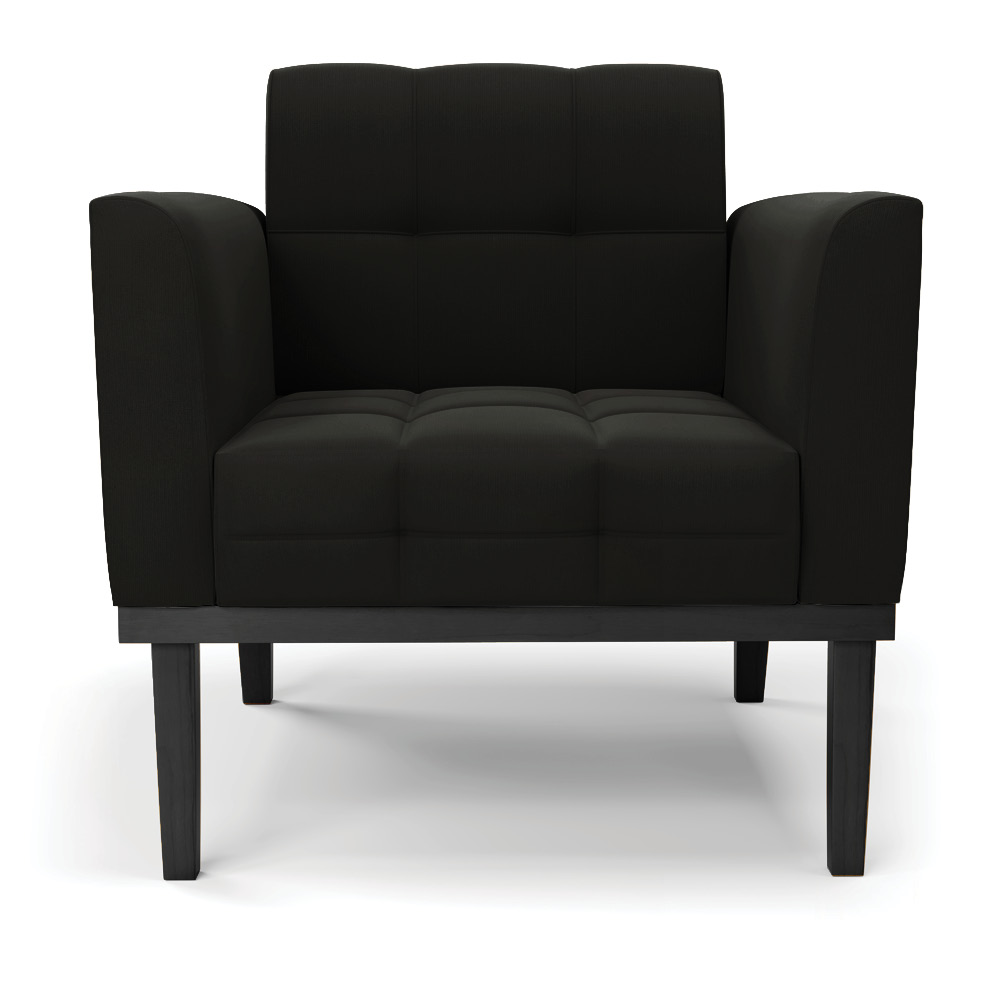 Poltrona Decorativa Karen Pés Fixo em Madeira Preto Suede Preto G19 - Gran Belo
