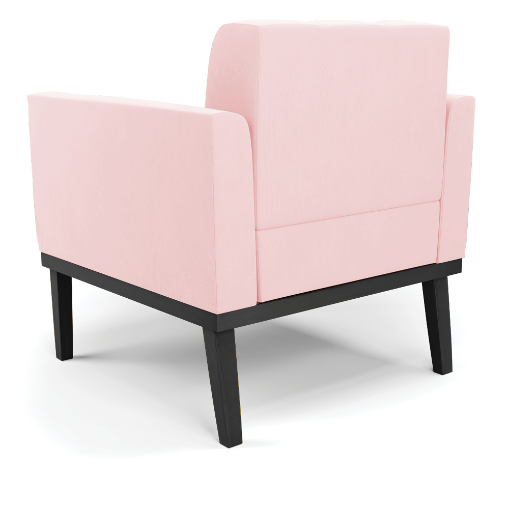 Poltrona Decorativa Karen Pés Fixo em Madeira Preto Suede Rosa Bebê G19 - Gran Belo