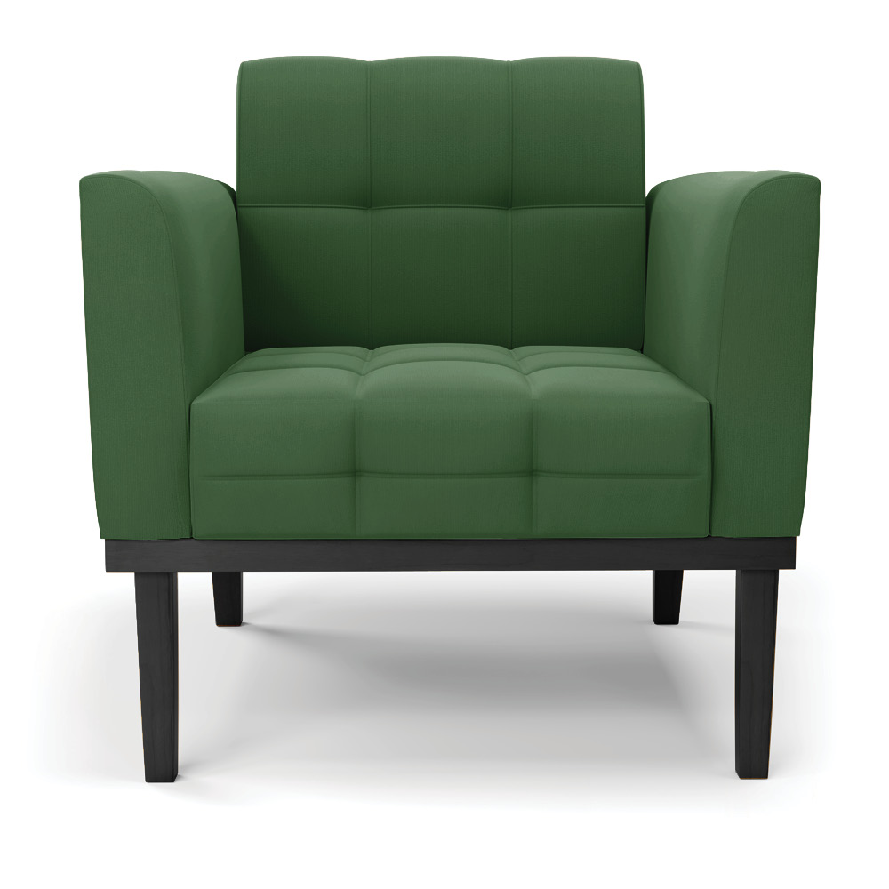 Poltrona Decorativa Karen Pés Fixo em Madeira Preto Suede Verde G19 - Gran Belo