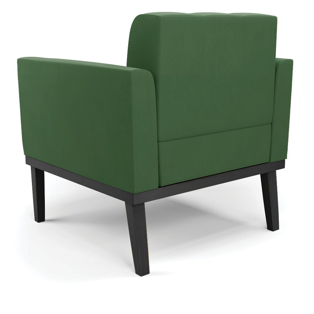 Poltrona Decorativa Karen Pés Fixo em Madeira Preto Suede Verde G19 - Gran Belo